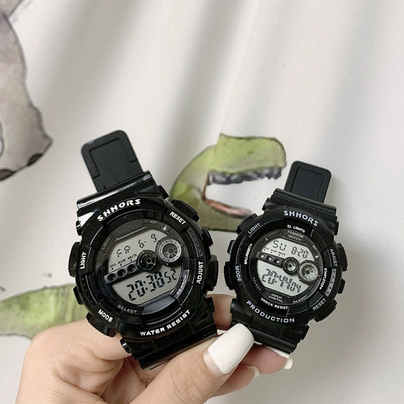Multifunctional Electronic Watch For Couples And Students With Plastic Mirror Silicone Case And Strap Luminous Waterproof Casual Style
