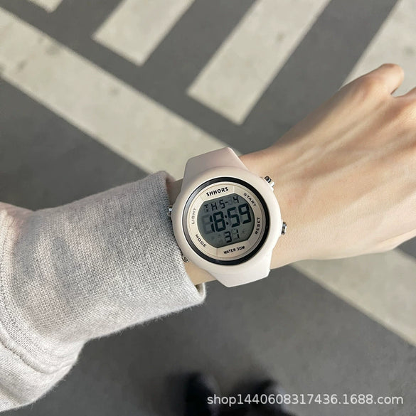 Multifunctional Electronic Watch Silicone Strap Plastic Case For Teenagers Sports Waterproof Luminous Alarm