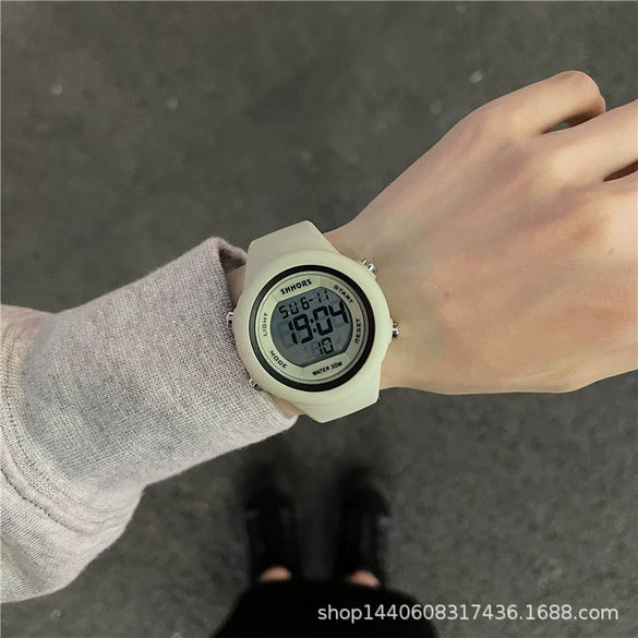 Multifunctional Electronic Watch Silicone Strap Plastic Case For Teenagers Sports Waterproof Luminous Alarm