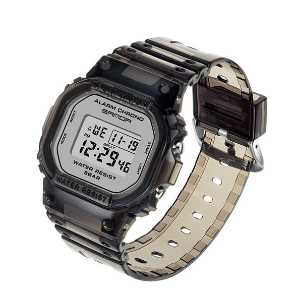 Multifunctional Electronic Waterproof Resin Strap Sports Watch With Round Dial And Mineral Strengthened Mirror For Teenagers And Students