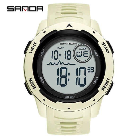 Multifunctional Electronic Waterproof Sports Men's Watch Resin Case And Strap Round Dial