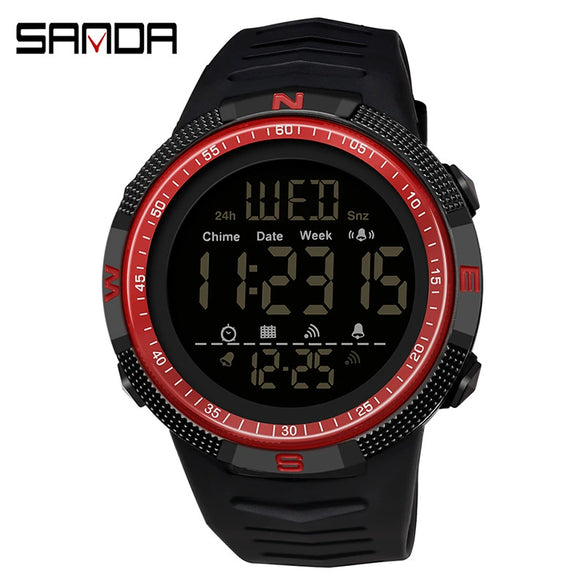 Multifunctional Electronic Waterproof Sports Watch For Men Resin Material Round Dial