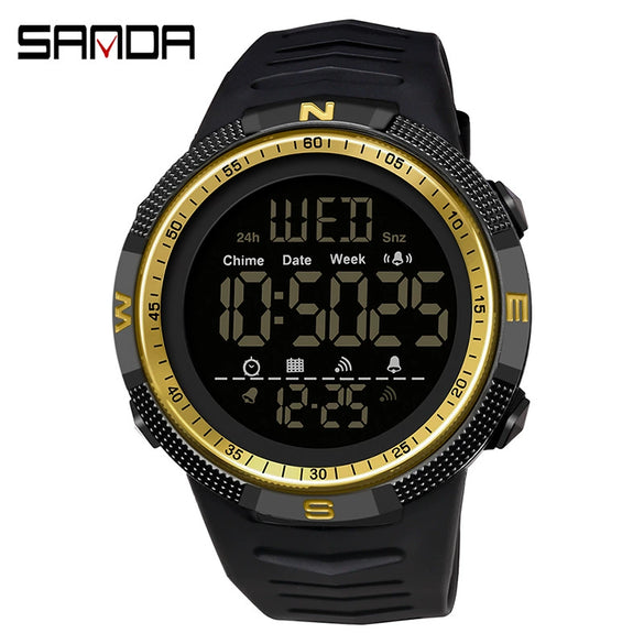Multifunctional Electronic Waterproof Sports Watch For Men Resin Material Round Dial