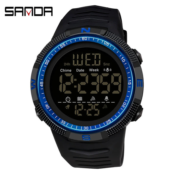 Multifunctional Electronic Waterproof Sports Watch For Men Resin Material Round Dial
