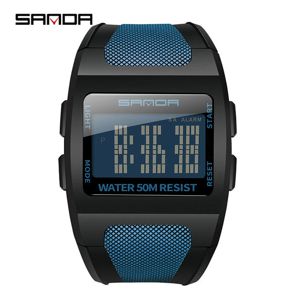 Multifunctional Electronic Waterproof Sports Watch Resin Case Resin Strap Stainless Steel Clasp Round Dial Men's Fashion