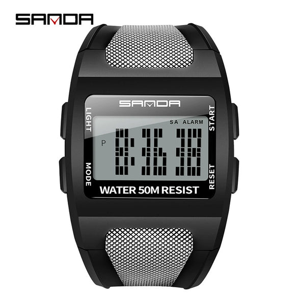 Multifunctional Electronic Waterproof Sports Watch Resin Case Resin Strap Stainless Steel Clasp Round Dial Men's Fashion