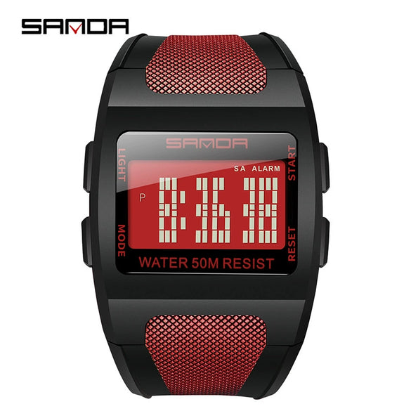 Multifunctional Electronic Waterproof Sports Watch Resin Case Resin Strap Stainless Steel Clasp Round Dial Men's Fashion