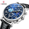 Multifunctional Fashion Men's Alloy Case Genuine Leather Strap Round Dial Quartz Watch With Luminous Chronograph Calendar