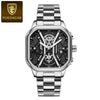 Multifunctional Fashion Men's Watch Alloy Case Stainless Steel Clasp And Strap Square Dial