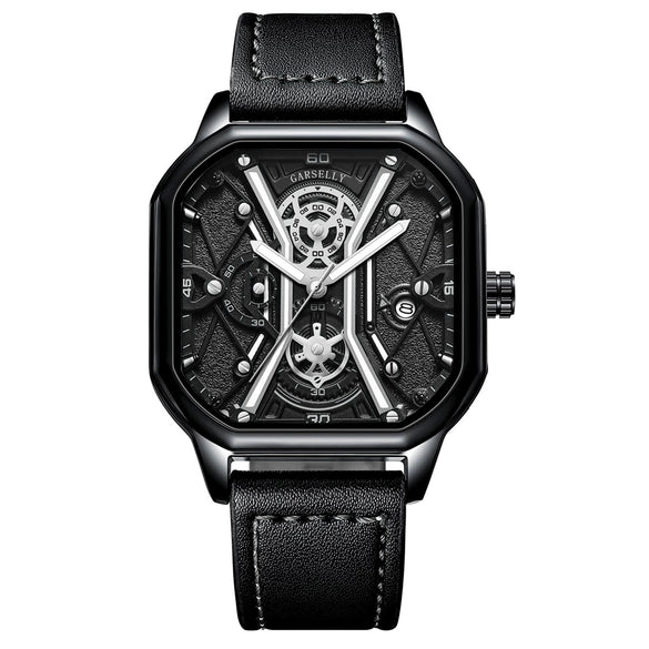 Multifunctional Fashion Men's Watch Alloy Case Stainless Steel Clasp And Strap Square Dial
