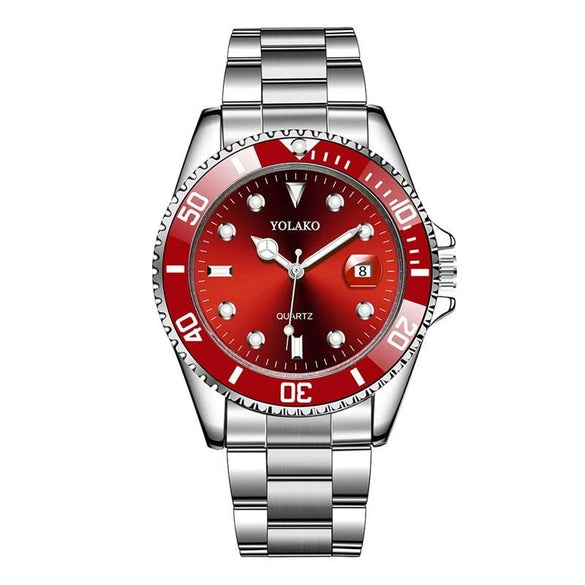 Multifunctional Fashion Quartz Watch For Men Alloy Case Round Dial Steel Band
