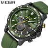 Multifunctional Fashion Timing Sports Watch Alloy Case Silicone Strap Round Dial Male