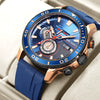 Multifunctional Fashion Timing Sports Watch Alloy Case Silicone Strap Round Dial Male