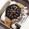 Multifunctional Luminous Men's Alloy And Genuine Leather Quartz Watch With Round Dial And Sport Style