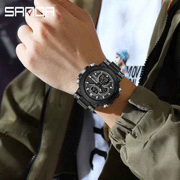 Multifunctional Luminous Men's Student Watch Zinc Alloy Acrylic Mirror Tpu Strap Round Dial