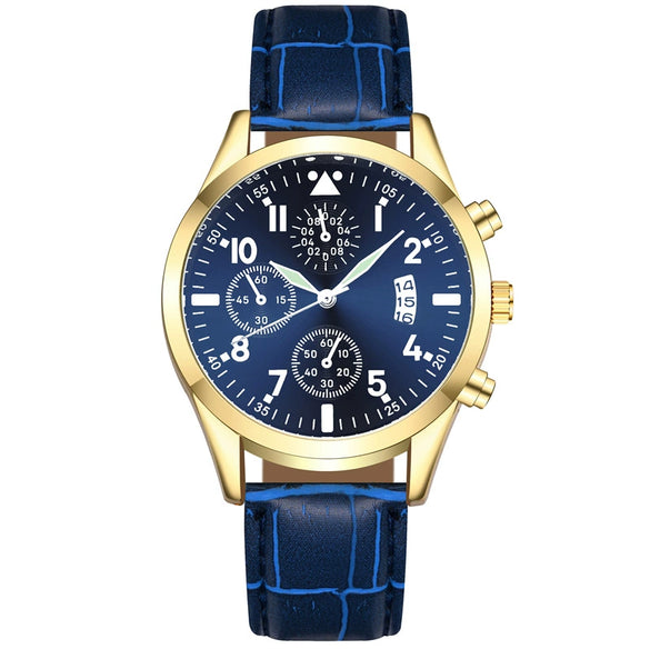 Multifunctional Luminous Single Calendar Casual Business Quartz Watch For Men Alloy Case Imitation Leather Strap Round Dial