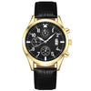 Multifunctional Luminous Single Calendar Casual Business Quartz Watch For Men Alloy Case Imitation Leather Strap Round Dial