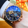 Multifunctional Men's Fully Automatic Mechanical Watch With Luminous Waterproof Moon Phase Round Dial Hollow Design Alloy Case Stainless Steel Strap And Butterfly Clasp