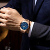 Multifunctional Men's Stainless Steel Band Quartz Watch With Round Dial And Onion Crown Leisure Style
