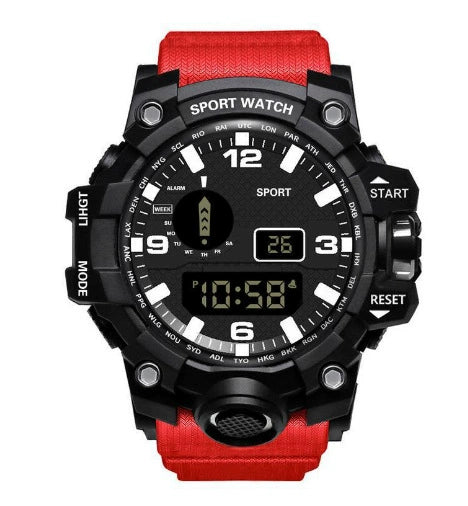 Multifunctional Outdoor Sports Watch Alloy Case Stainless Steel Buckle Round Dial Fashion Style