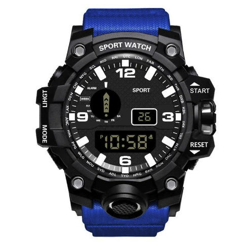 Multifunctional Outdoor Sports Watch Alloy Case Stainless Steel Buckle Round Dial Fashion Style