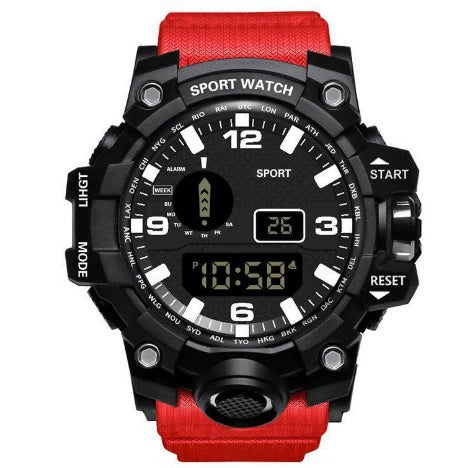 Multifunctional Outdoor Sports Watch Alloy Case Stainless Steel Buckle Round Dial Fashion Style