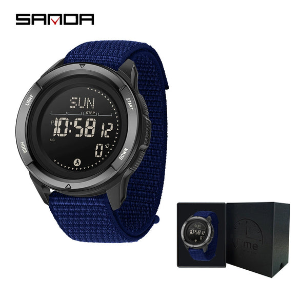 Multifunctional Outdoor Sports Watch Zinc Alloyabs Case Nylon Strap Round Dial Fstn Screen