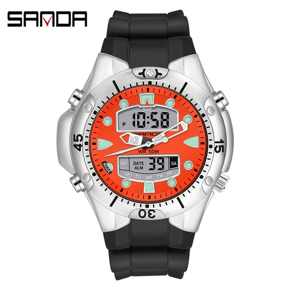 Multifunctional Outdoor Waterproof Electronic Watch Zinc Alloy Case Silicone Strap Round Dial Sporty And Minimalist Style For Men And Women