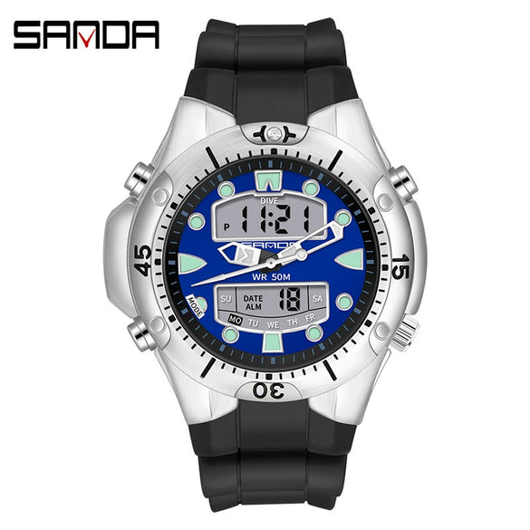 Multifunctional Outdoor Waterproof Electronic Watch Zinc Alloy Case Silicone Strap Round Dial Sporty And Minimalist Style For Men And Women