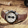 Multifunctional Quartz Men's Watch Alloy Case Genuine Leather Strap Round Dial