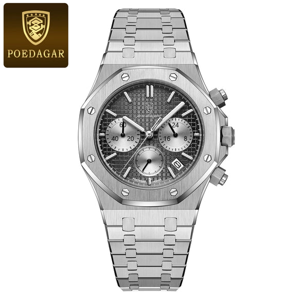 Multifunctional Quartz Men's Watch Alloy Stainless Steel Sports Square Design