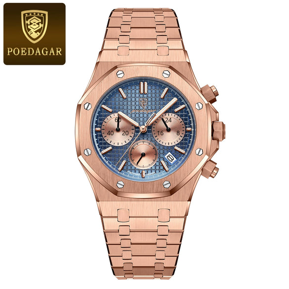 Multifunctional Quartz Men's Watch Alloy Stainless Steel Sports Square Design
