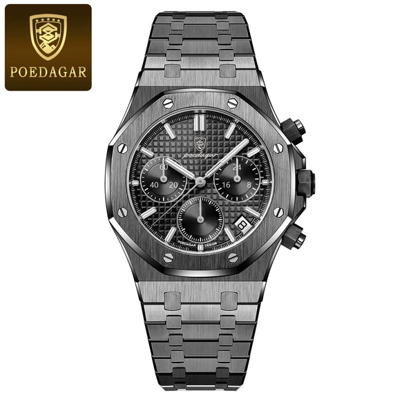 Multifunctional Quartz Men's Watch Alloy Stainless Steel Sports Square Design
