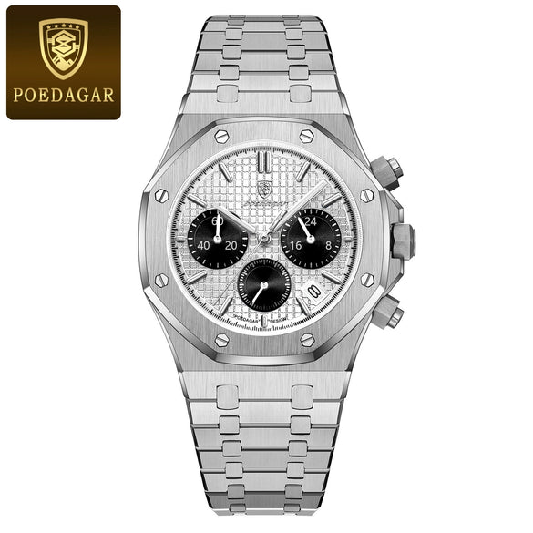 Multifunctional Quartz Men's Watch Alloy Stainless Steel Sports Square Design