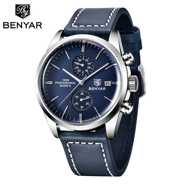 Multifunctional Quartz Movement Leather Strap Men's Business Leisure Calendar Watch With Stainless Steel Buckle And Round Dial