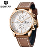 Multifunctional Quartz Movement Leather Strap Men's Business Leisure Calendar Watch With Stainless Steel Buckle And Round Dial