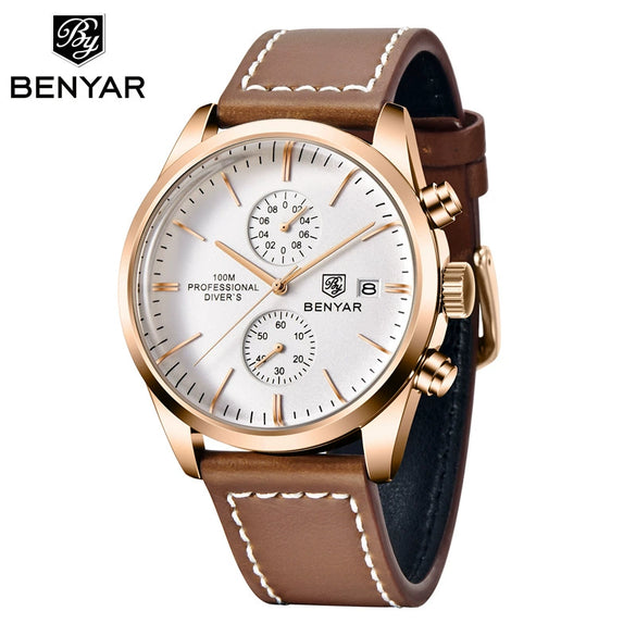 Multifunctional Quartz Movement Leather Strap Men's Business Leisure Calendar Watch With Stainless Steel Buckle And Round Dial
