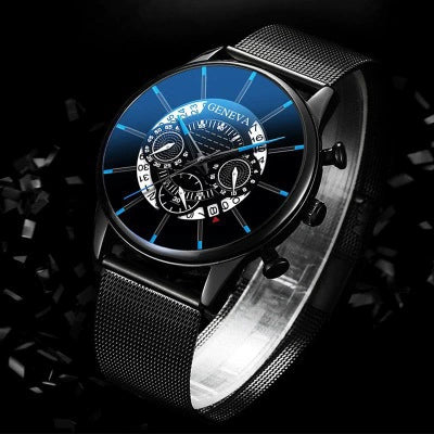 Multifunctional Quartz Movement Men's Watch Alloy Case Stainless Steel Strap Round Dial Leisure Style