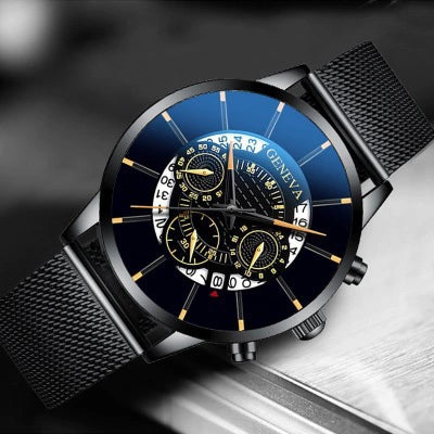 Multifunctional Quartz Movement Men's Watch Alloy Case Stainless Steel Strap Round Dial Leisure Style