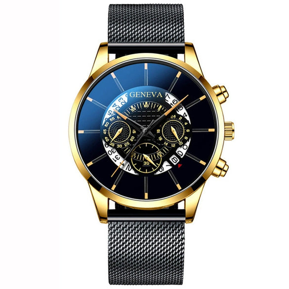 Multifunctional Quartz Movement Men's Watch Alloy Case Stainless Steel Strap Round Dial Leisure Style
