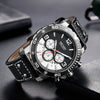 Multifunctional Sports Chronograph Calendar Luminous Waterproof Men's Watch Alloy Case Genuine Leather Strap Mineral Strengthened Glass Mirror