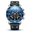 Multifunctional Sports Chronograph Calendar Luminous Waterproof Men's Watch Alloy Case Genuine Leather Strap Mineral Strengthened Glass Mirror
