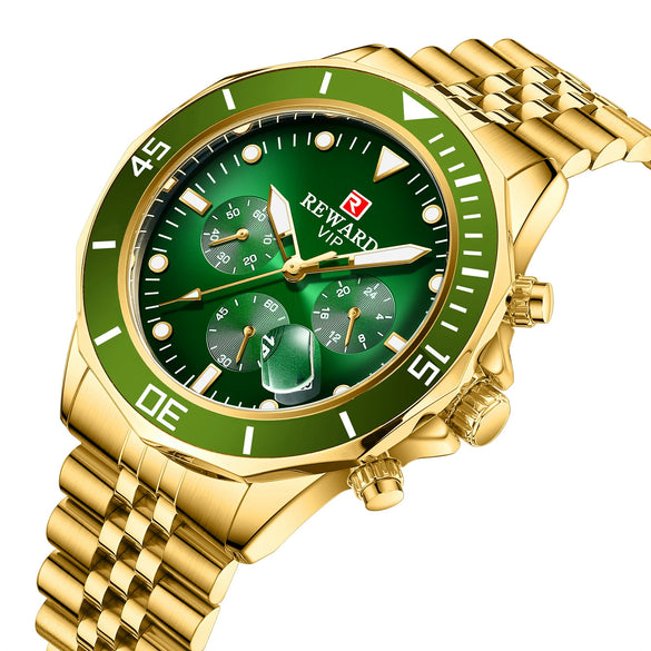 Multifunctional Sports Quartz Watch For Men Alloy Case Stainless Steel Band Round Dial
