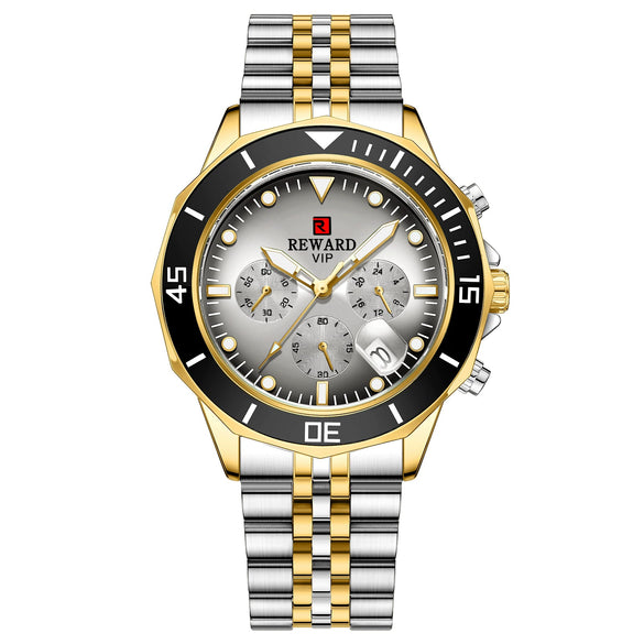 Multifunctional Sports Quartz Watch For Men Alloy Case Stainless Steel Band Round Dial