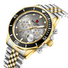Multifunctional Sports Quartz Watch For Men Alloy Case Stainless Steel Band Round Dial