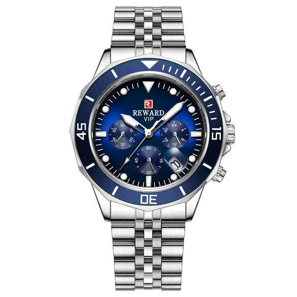 Multifunctional Sports Quartz Watch For Men Alloy Case Stainless Steel Band Round Dial
