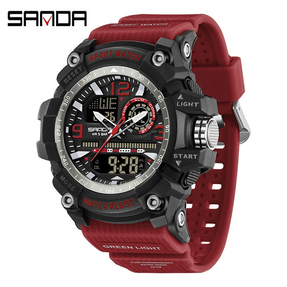 Multifunctional Sports Watch Abs Case Acrylic Mirror Tpu Strap Round Dial Student Style