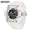 Multifunctional Sports Watch Abs Case Acrylic Mirror Tpu Strap Round Dial Student Style