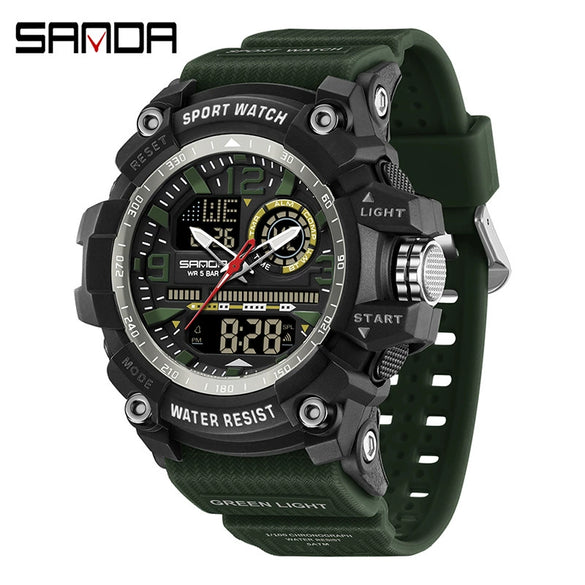 Multifunctional Sports Watch Abs Case Acrylic Mirror Tpu Strap Round Dial Student Style