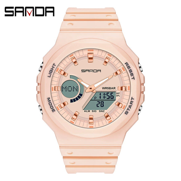 Multifunctional Sports Waterproof Electronic Watch Tpu Strap Abs Case Mineral Reinforced Glass Mirror Round Dial Universal Fashion
